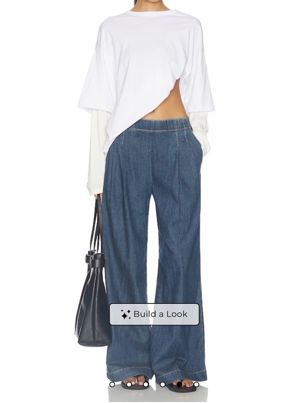 James Perse Wide Leg Denim Jeans in Dark Blue